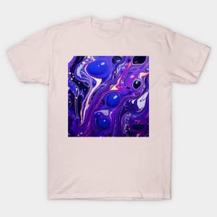 Indigo Depths: Structured Fluidity in Abstract Art T-Shirt